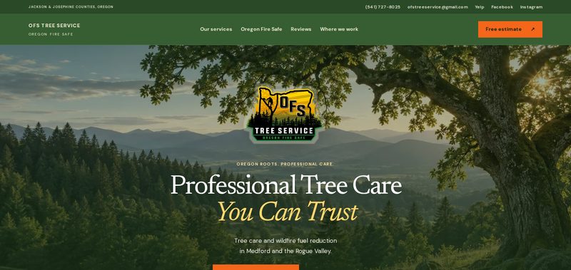 Screenshot of the OFS Tree Service homepage