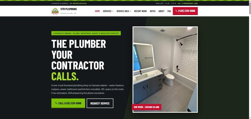 Screenshot of the STR Plumbing Services homepage