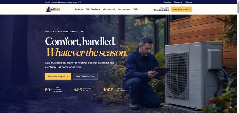 Screenshot of the Sun Glow Inc. homepage