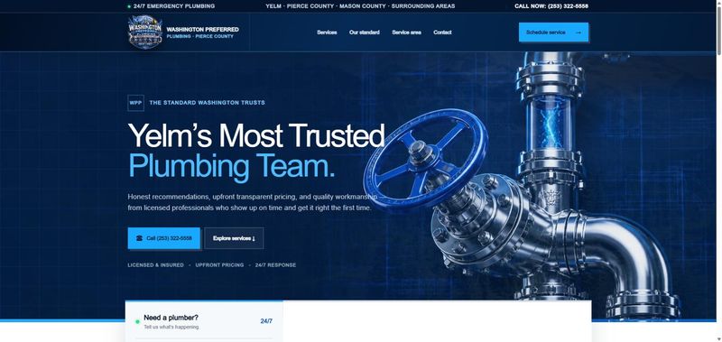 Screenshot of the Washington Preferred Plumbing homepage