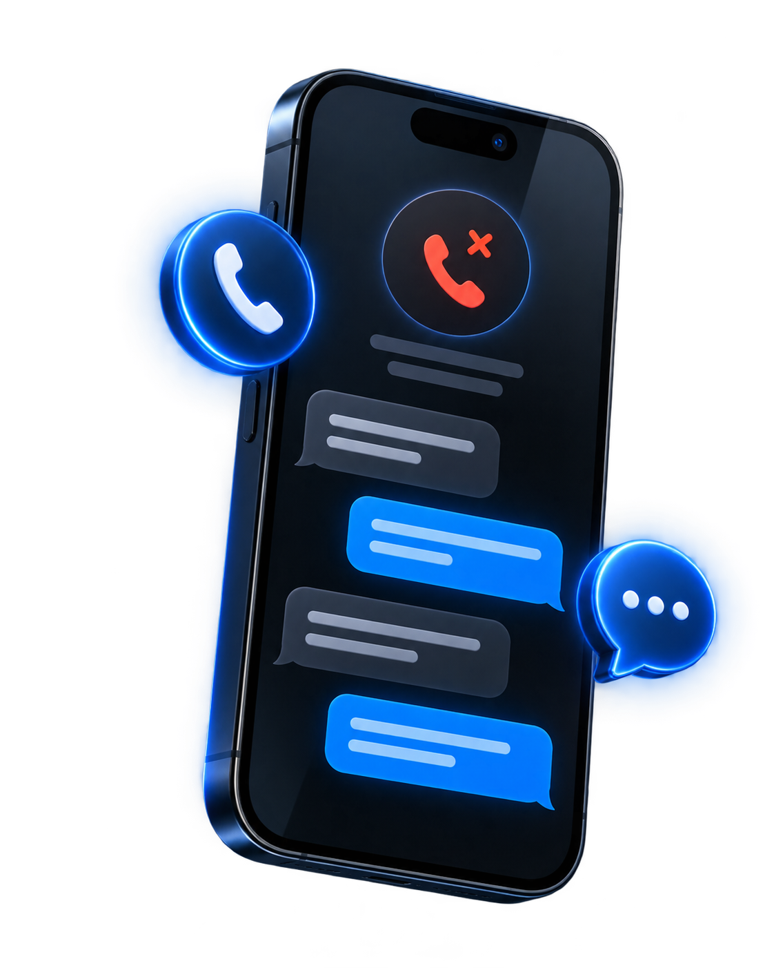 Phone showing an automatic missed-call text conversation